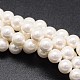 シェルパールビーズ連売り  ラウンド  ホワイト  10mm  穴：1mm  約39個/連  16インチ&nbsp;BSHE-E008-10mm-12-1