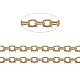 真鍮製アズキチェーン  ハンダ付け  スプールで  オーバル  カドミウムフリー＆鉛フリー  長持ちメッキ  ゴールドカラー  2x1.5x0.35mm  約301.83フィート（92m）/ロール&nbsp;CHC-034Y-G-1