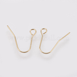 真鍮のピアスフック  水平ループパーツあり  ニッケルフリー  本金メッキ  18KGP本金メッキ  15~16x16~18x0.7mm  穴：1.8~2mm&nbsp;KK-R058-144G