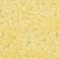 透明な色のガラスシードビーズ  キノコ  ライトカーキ  5.5x4.5mm  穴：1mm  4150個/ポンド&nbsp;SEED-R001-01H