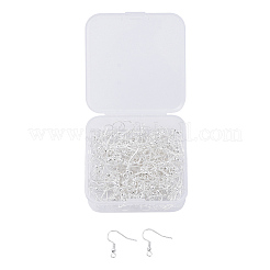 アイアン製ピアスフック  耳ワイヤー  水平ループ付き  ぶら下がりイヤリング作りに  銀  18x0.8mm  20ゲージ  穴：2mm  200個/箱&nbsp;IFIN-YW0001-07S