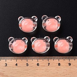 透明なアクリルビーズ  二層ビーズ  クマ  ライトサーモン  16x18x15.5mm  穴：3mm  約220個/500g&nbsp;MACR-S373-122-B01