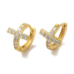クロス真鍮スタッドピアス  クリアキュービックジルコニア  カドミウムフリー＆鉛フリー  ミックスカラー  15.5x12mm&nbsp;EJEW-R162-02G