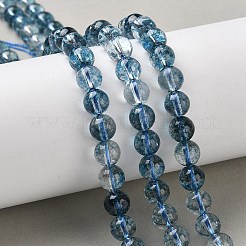 染め加工ラウンド天然石クラッククオーツビーズ連売り  空色  8mm  穴：1mm  約48個/連  4.56インチ（37cm）&nbsp;G-K084-8mm-03A