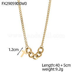 304ステンレススチール製カーブチェーンペンダントネックレス  イオンプレーティング（ip）  クロス  14KGP本金メッキ  17.72インチ（45cm）&nbsp;OY002-38G