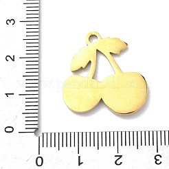 304ステンレススチール製フルーツエナメルペンダント  18KGP本金メッキ  チェリー  22x22x2mm  穴：2.2mm&nbsp;STAS-G362-04G-12