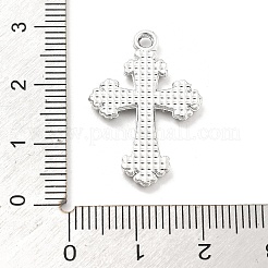 合金ラインストーンペンダント  UVメッキ  クロス  プラチナ  26.5x17.5x2mm  穴：1.8mm&nbsp;FIND-U026-26P