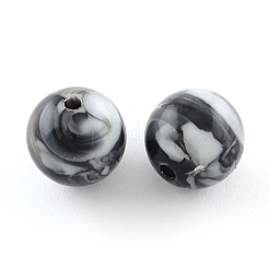 不透明なアクリルビーズ  ラウンド  ブラック  8mm  穴：1.5mm  約1800個/500g&nbsp;SACR-R853-8mm-204