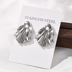 女性用304ステンレススチールスタッドピアス  葉  ステンレス鋼色  35x26.5mm&nbsp;EJEW-K306-25P