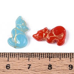 ガラスビーズ  猫の形  ゴールドライン入り  ミックスカラー  16.5~17x10x5mm  穴：1mm&nbsp;LAMP-T021-86M