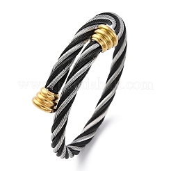 女性用304ステンレススチールトルクバングル  イオンプレーティング（ip）  ミックスカラー  3/4インチ（1.95cm）  内径：2-1/4インチ（5.65cm）&nbsp;BJEW-P310-18MC