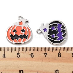 ハロウィンテーマラックメッキ合金エナメルペンダント  鉛フリー＆カドミウムフリー＆ニッケルフリー  パンプキンチャーム  プラチナ  23x19.5x1.5mm  穴：1.8mm&nbsp;PALLOY-F311-02P