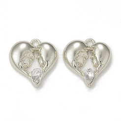 合金ガラスペンダント  プラチナ  ハートチャーム  ミックスカラー  19x18x4mm  穴：1.8mm&nbsp;PALLOY-P291-01P