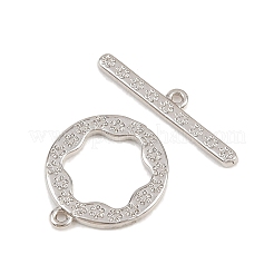 フラットラウンドい真鍮のトグル留め具  カドミウムフリー＆鉛フリー  長持ちメッキ  プラチナ  4.5~16x14~20.5x1.5mm  穴：1mm&nbsp;KK-G548-36P