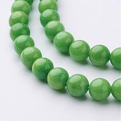天然石馬山ジェイドラウンドビーズ連売り  染め  薄緑  8mm  穴：1mm  約48個/連  15インチ&nbsp;G-D263-8mm-XS17
