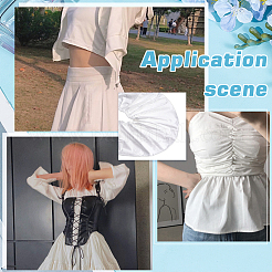 綿のしわリボン  衣服アクセサリー用のウェビングストラップ  ホワイト  9-7/8インチ（250mm）&nbsp;OCOR-WH0070-297-1