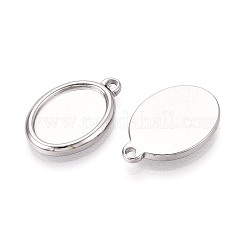 304ステンレススチールペンダントカボションセッティング  オーバル  ステンレス鋼色  トレイ：14x10mm  20x13x2mm  穴：1.6mm&nbsp;STAS-T067-68P