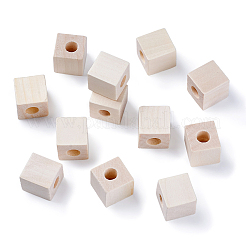 未完成の木製ビーズ  天然木製ビーズ  無鉛の  キューブ  大穴ビーズ  19~20x19~20x20mm  穴：8~8.5mm&nbsp;WOOD-TA0001-05-LF