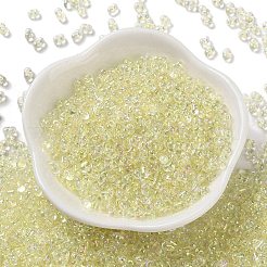 ABカラーメッキガラスシードビーズ  透明色の虹  ピーナッツ  シャンパンイエロー  4~4.5x2~2.5x2~2.5mm  穴：0.8~0.9mm  約10000個/ポンド&nbsp;SEED-L011-06B-05