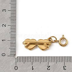 バレンタインデー用 304ステンレススチール製エナメルペンダント装飾  スプリングリング付き  ハートのサングラスチャーム  ゴールドカラー  29mm&nbsp;STAS-H262-01G