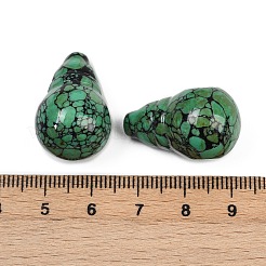 染色された合成ターコイズ3穴グルビーズ  ひょうたん形  グリーン  25x15x16mm  穴：2.5mm&nbsp;G-C198-01C-06