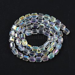 電気メッキガラスビーズセット  ファセットバレル  クリアAB  9x7.5mm  穴：1.3mm  約60個/連  21.46''（54.5センチメートル）&nbsp;X-GLAA-G112-07H