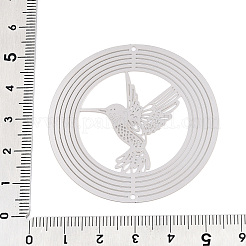 201ステンレススチールレーザーカットコネクタチャーム  ステンレス鋼色  エッチングされた金属装飾  鳥  50x0.3mm  穴：1.5mm.&nbsp;STAS-TAC0019-06P-02