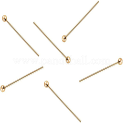 真鍮のボールヘッドピン  長持ちメッキ  18KGP本金メッキ  20mm  ピン：0.6mm  22ゲージ  ヘッド: 1.8mm 300個/セット&nbsp;KK-BC0003-99-0.6x20