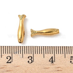 304ステンレススチールビーズ  イオンプレーティング（ip）  魚  18KGP本金メッキ  14x4x4mm  穴：0.9mm&nbsp;X1-STAS-F320-15B-G