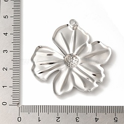 変色しない304ステンレススチールペンダント  花のチャーム  ステンレス鋼色  44x43x3mm  穴：2mm&nbsp;STAS-Z086-09P