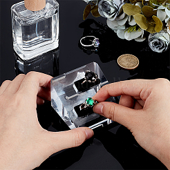アクリル＆糸くずリングディスプレイ  正方形  透明  6x6x3.6cm&nbsp;RDIS-WH0019-10