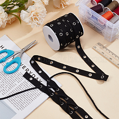 ステンレススチール製のアイレット付き20ヤードコットンリボン  洋服アクセサリー  ブラック  5/8インチ（15mm）&nbsp;OCOR-BC0009-65B-01