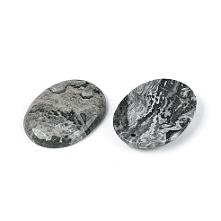 ナチュラルマップストーンペンダント  楕円形のチャーム  43x32.5~33x7~7.5mm  穴：1.7~1.8mm&nbsp;G-N361-04C