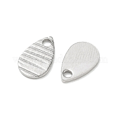 304ステンレススチールチャーム  ティアドロップチャーム  ステンレス鋼色  10x6x1mm  穴：1mm&nbsp;STAS-G393-05P-03