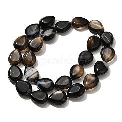 天然黒瑪瑙（染色・加熱）ビーズ連売り  ティアドロップ  16x12x5~6mm  穴：1mm  約25個/連  15.16''~15.75''（38.5~40センチメートル）&nbsp;G-P561-B13-01
