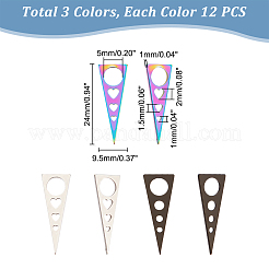 201と304ステンレススチールペンダント36スタイル3個  心のある三角形  ミックスカラー  22~24x8~9.5x1mm  穴：1~5mm  12個/スタイル&nbsp;STAS-UN0043-15