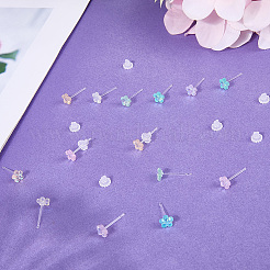 12ペア6色樹脂スタッドピアス  花  ミックスカラー  5.5x5.5mm  2対/カラー&nbsp;EJEW-SP0001-13