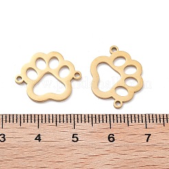 イオンプレーティング（IP）304ステンレススチール中空コネクタチャーム  足跡リンク  ゴールドカラー  15x19x1mm  穴：1.4mm&nbsp;STAS-P332-02G