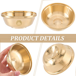 祭壇瞑想用の真鍮製の供物鉢  ラウンド  命の木  90x34mm&nbsp;AJEW-WH20816-262C