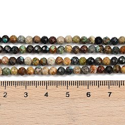 天然石湖北ターコイズビーズ連売り  多面カット  ラウンド  4mm  穴：0.7mm  約92~95個/連  14.61~15インチ（37.1~38.1cm）&nbsp;G-L628-B02-4mm-02