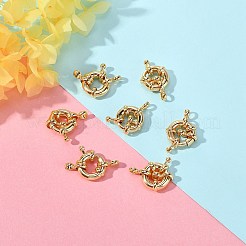 真鍮のスプリングリングの留め金  ベイルビーズ/チューブベイル付き  ニッケルフリー  18KGP本金メッキ  11.5mm  穴：2.5mm  10セット/箱&nbsp;KK-SZ0005-31-NF