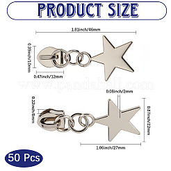 スターアイアンジッパースライダー50個  荷物用スーツケースバックパックジャケットバッグコート  プラチナ  46mm&nbsp;FIND-CY0002-21