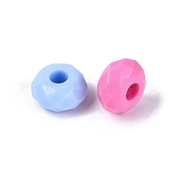 不透明なプラスチック製のヨーロッパのビーズ  大穴ビーズ  ロンデル  多面カット  ミックスカラー  14.5x8mm  穴：4.8mm  約500個/500g&nbsp;KY-N025-16