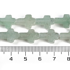 天然石グリーンアベンチュリンビーズ連売り  クロス  13.5x9.5x4.5mm  穴：0.7mm  約28個/連  15.55''（39.5センチメートル）&nbsp;G-I369-A06-01