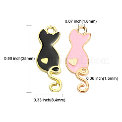 40本4色合金エナメルペンダント  猫  ライトゴールド  ミックスカラー  24.5x8.5x2mm  穴：1.8mm&nbsp;ENAM-CJ0002-29