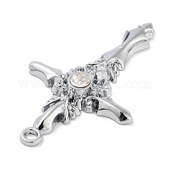 クロス合金ラインストーンチャーム  アンティークシルバー  クリスタル  54.5x32.5x6mm  穴：2.5mm&nbsp;FIND-U006-15P-03