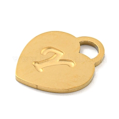 イオンプレーティング（IP）304ステンレスペンダント  レーザー切断  ハートの文字チャーム付き  ゴールドカラー  文字y  15x12x1mm  穴：3x3.5mm&nbsp;FIND-M017-01G-Y