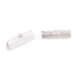 304ステンレススチールリボンカシメエンドパーツ  銀  7x20x5mm  穴：1.4x0.5mm&nbsp;STAS-P249-29B-S