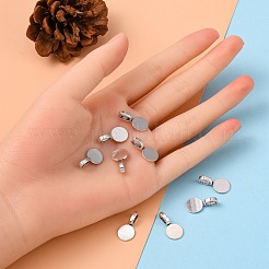 フラットパッドのペンダントベイルにチベットスタイル合金のり  フラットラウンド  カドミウムフリー＆ニッケルフリー＆鉛フリー  アンティークシルバー  18x10x5.5mm  穴：6x3.5mm&nbsp;TIBEP-1124-AS-FF