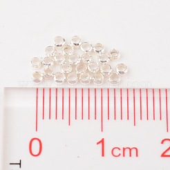 クラフトメイトDIYを作るジュエリーのための2mm真鍮つぶし玉  銀色のメッキ  バレル  直径約2mm  長さ1.2mm  穴：1.2mm  約920個/10g&nbsp;X-E002-S